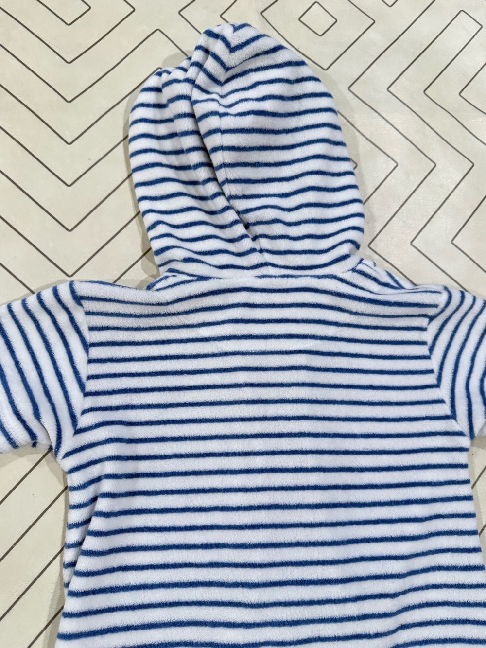 Kissy Kissy Striped Blue and White Hooded Terry Romper - Picture 10 of 13